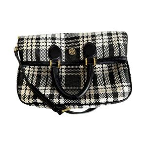 Tory Burch Woven Robinson Foldover Messenger in Black and White Plaid